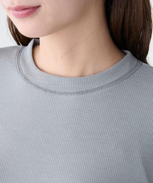 BONLECILL（ボンルシール）の「シアーリブ配色スリーブプルオーバー/インナー（Tシャツ/カットソー・レディース・グレー/オフホワイト/ブラック/グリーン/ピンク/レッド/グレイッシュベージュ/グレー系/ブラウン・FREE）」の20枚目の写真