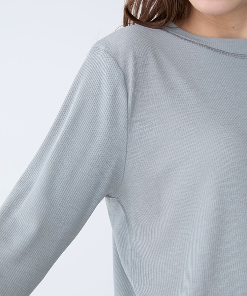 BONLECILL（ボンルシール）の「シアーリブ配色スリーブプルオーバー/インナー（Tシャツ/カットソー・レディース・グレー/オフホワイト/ブラック/グリーン/ピンク/レッド/グレイッシュベージュ/グレー系/ブラウン・FREE）」の21枚目の写真