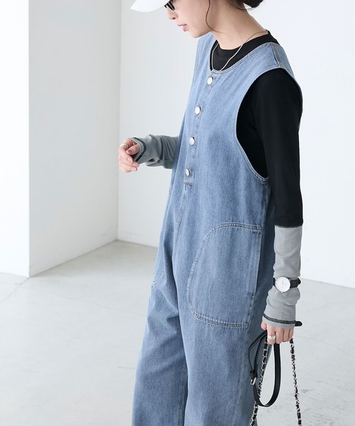 BONLECILL（ボンルシール）の「シアーリブ配色スリーブプルオーバー/インナー（Tシャツ/カットソー・レディース・グレー/オフホワイト/ブラック/グリーン/ピンク/レッド/グレイッシュベージュ/グレー系/ブラウン・FREE）」の12枚目の写真