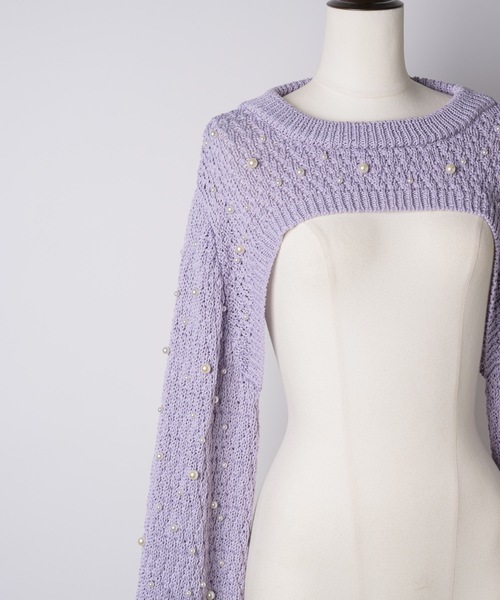 J1U by LA BELLE ETUDE（ジユウバイラベルエチュード）の「メニーパールニットボレロ（カーディガン/ボレロ・レディース・ホワイト/ブラック/ライトパープル・FREE）」の11枚目の写真