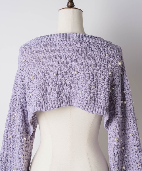 J1U by LA BELLE ETUDE（ジユウバイラベルエチュード）の「メニーパールニットボレロ（カーディガン/ボレロ・レディース・ホワイト/ブラック/ライトパープル・FREE）」の12枚目の写真