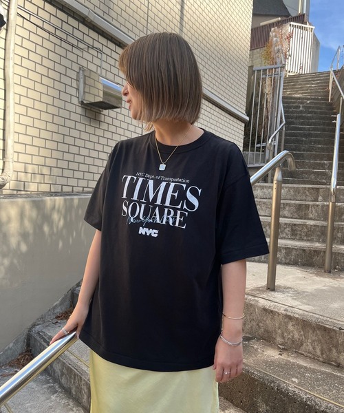 GOOD ROCK SPEED（グッドロックスピード）の「☆【GOOD ROCK SPEED/グッドロックスピード】別注 NYC TIMES SQUARE Tee（Tシャツ/カットソー・レディース・ブラック/オフホワイト・FREE）」の4枚目の写真
