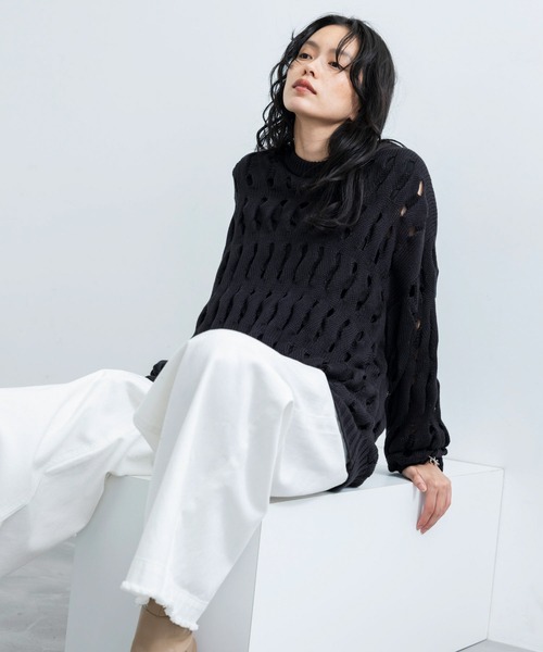 JUNRED（ジュンレッド）の「3DクレーターニットPO（ニット/セーター・メンズ・キャメル/ブラック・L/M）」の9枚目の写真