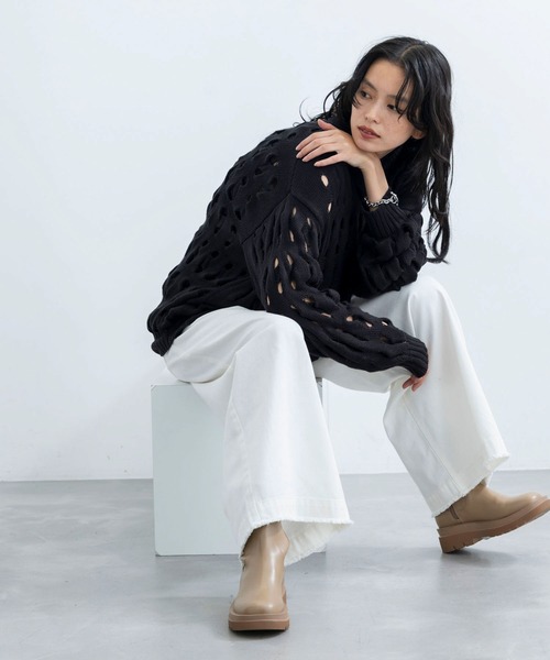 JUNRED（ジュンレッド）の「3DクレーターニットPO（ニット/セーター・メンズ・キャメル/ブラック・L/M）」の10枚目の写真