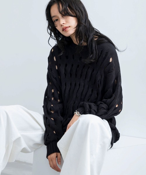 JUNRED（ジュンレッド）の「3DクレーターニットPO（ニット/セーター・メンズ・キャメル/ブラック・L/M）」の11枚目の写真