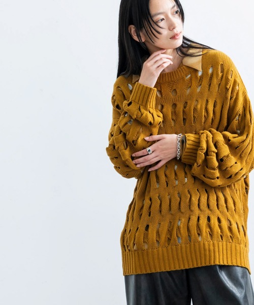 JUNRED（ジュンレッド）の「3DクレーターニットPO（ニット/セーター・メンズ・キャメル/ブラック・L/M）」の12枚目の写真