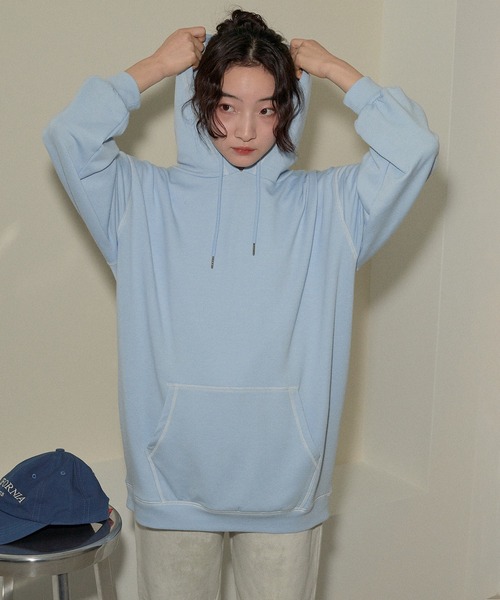 ECRIRE(エクリール)の「配色ステッチチュニックパーカー(パーカー・レディース・ブラック/オフホワイト/サックスブルー・M/L)」の11枚目の写真