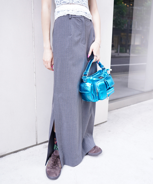 JOINT WORKS(ジョイントワークス)の「ピンストスラックスマキシスカート(スカート・レディース・ネイビー/グレー・SMALL/MEDIUM)」の4枚目の写真