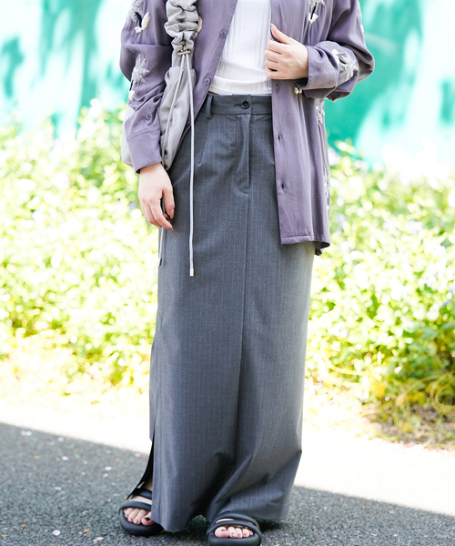 JOINT WORKS(ジョイントワークス)の「ピンストスラックスマキシスカート(スカート・レディース・ネイビー/グレー・SMALL/MEDIUM)」の5枚目の写真