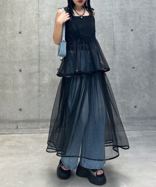 morph8ne VAMPY シアーチュールパープルキャミソールワンピース morph8ne VAMPY シアーチュールパープルキャミソールワンピース