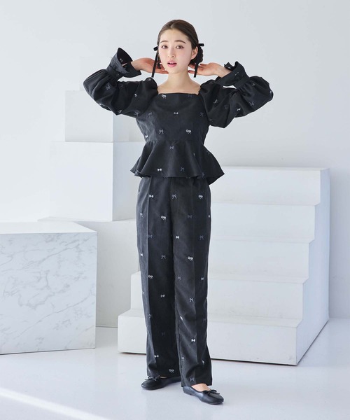 刺繍リボンペプラムブラウス/ribbon collection（シャツ/ブラウス