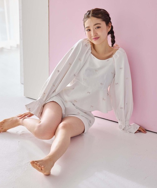 one after another NICE CLAUP（ワンアフターアナザーナイスクラップ）の「刺繍リボンペプラムブラウス/ribbon collection（シャツ/ブラウス・レディース・ブラック/ピンク/オフホワイト・FREE）」の21枚目の写真