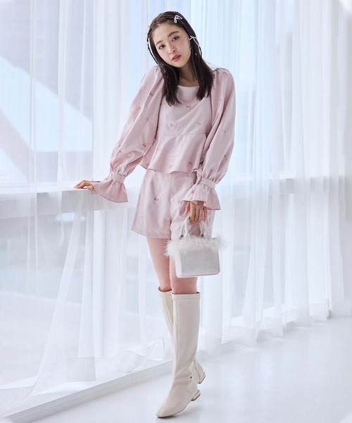 one after another NICE CLAUP（ワンアフターアナザーナイスクラップ）の「刺繍リボンペプラムブラウス/ribbon collection（シャツ/ブラウス・レディース・ブラック/ピンク/オフホワイト・FREE）」の10枚目の写真