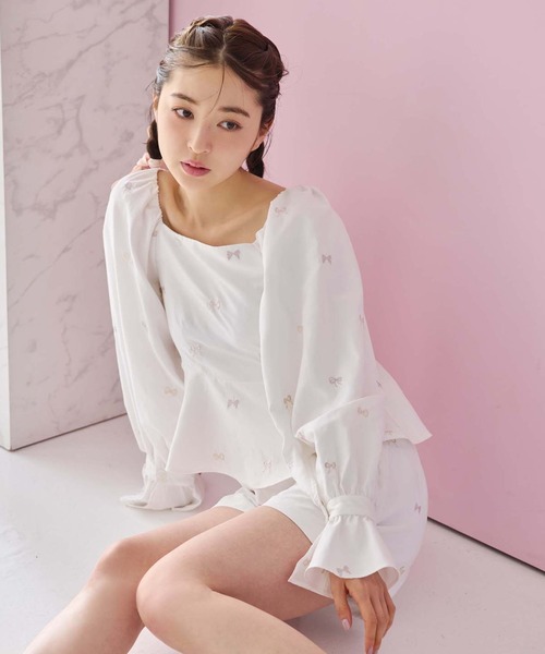one after another NICE CLAUP（ワンアフターアナザーナイスクラップ）の「刺繍リボンペプラムブラウス/ribbon collection（シャツ/ブラウス・レディース・ブラック/ピンク/オフホワイト・FREE）」の20枚目の写真