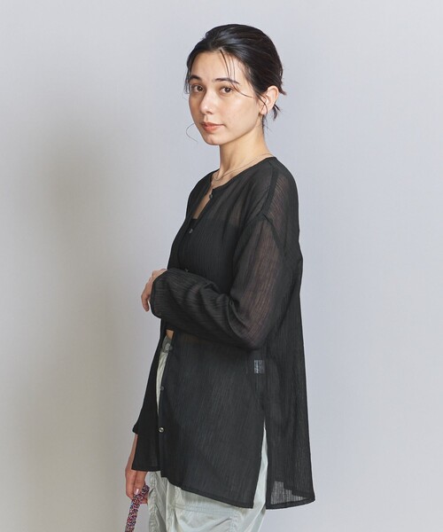 あさはる　美品✨クルーネックカーディガン/BEAUTY&YOUTH BEAUTY＆YOUTH UNITED ARROWS カーディガン コットンプレーン