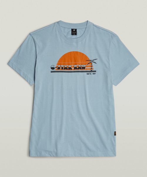 G-STAR（ジースター）の「SUNRISE SLIM T-SHIRT/グラフィックプリントT（Tシャツ/カットソー・メンズ・ライトブルー/ホワイト/イエロー系その他・SMALL/MEDIUM/LARGE/X-SMALL/X-LARGE）」の7枚目の写真