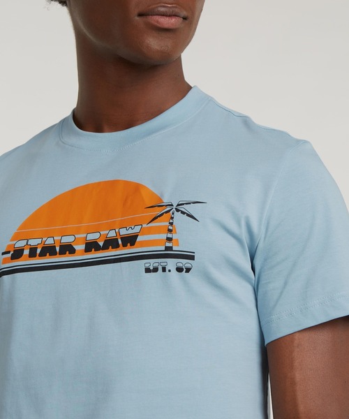 G-STAR（ジースター）の「SUNRISE SLIM T-SHIRT/グラフィックプリントT（Tシャツ/カットソー・メンズ・ライトブルー/ホワイト/イエロー系その他・SMALL/MEDIUM/LARGE/X-SMALL/X-LARGE）」の12枚目の写真