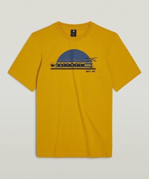 G-STAR（ジースター）の「SUNRISE SLIM T-SHIRT/グラフィックプリントT（Tシャツ/カットソー・メンズ・ライトブルー/ホワイト/イエロー系その他・SMALL/MEDIUM/LARGE/X-SMALL/X-LARGE）」の19枚目の写真
