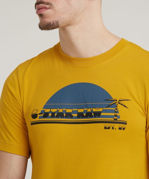 G-STAR（ジースター）の「SUNRISE SLIM T-SHIRT/グラフィックプリントT（Tシャツ/カットソー・メンズ・ライトブルー/ホワイト/イエロー系その他・SMALL/MEDIUM/LARGE/X-SMALL/X-LARGE）」の17枚目の写真