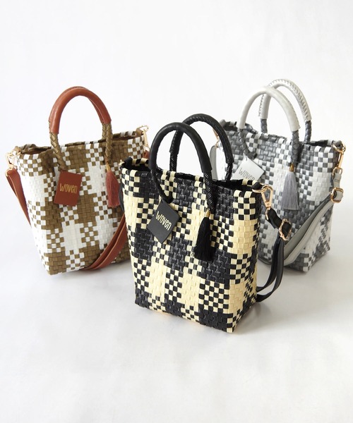 WOVEN(ウーヴン)の「WOVEN (ウーヴン) / メキシコ製 2WAY ミニバッグ メルカドバッグ かごバッグ ショルダーバッグ(かごバッグ・レディース・ブラック系その他/ブルー系その他/ブラック×ベージュ/ブラック系その他2/シルバー/ゴールド・FREE)」の7枚目の写真