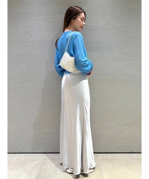 emmi（エミ）の「サテンナロースカート（スカート・レディース・ネイビー/ライトグレー/イエロー・1/0）」の17枚目の写真