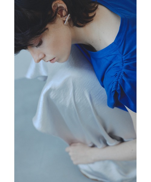 emmi（エミ）の「サテンナロースカート（スカート・レディース・ネイビー/ライトグレー/イエロー・1/0）」の22枚目の写真