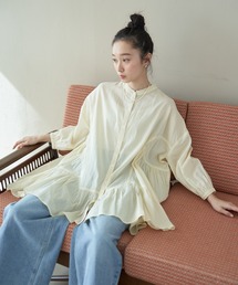 コットンボイル切替ティアードチュニック