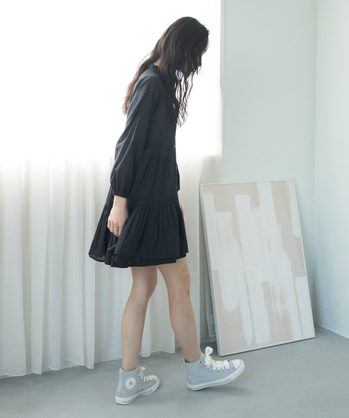 earth music&ecology（アースミュージックアンドエコロジー）の「コットンボイル切替ティアードチュニック（チュニック・レディース・アイボリー/ブラック/ブラウン/ブルー・FREE）」の17枚目の写真