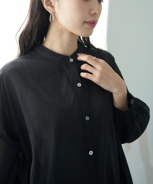 earth music&ecology（アースミュージックアンドエコロジー）の「コットンボイル切替ティアードチュニック（チュニック・レディース・アイボリー/ブラック/ブラウン/ブルー・FREE）」の15枚目の写真