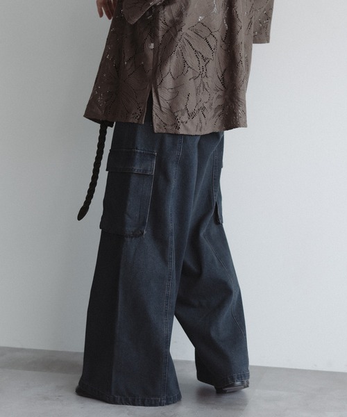 epnok（エプノック）の「バギーワイドカーゴフレアデニム（デニムパンツ・メンズ・ブラック系その他/グレイッシュブルー/ダークブルー/ライトインディゴブルー・SMALL/MEDIUM/LARGE）」の14枚目の写真