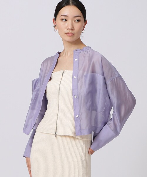 GALLEST(ギャレスト)の「◆シアークロップドシャツ(シャツ/ブラウス・レディース・ホワイト/ブラック/パープル/オレンジ系・38)」の3枚目の写真