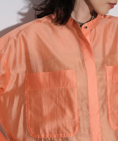 GALLEST(ギャレスト)の「◆シアークロップドシャツ(シャツ/ブラウス・レディース・ホワイト/ブラック/パープル/オレンジ系・38)」の6枚目の写真