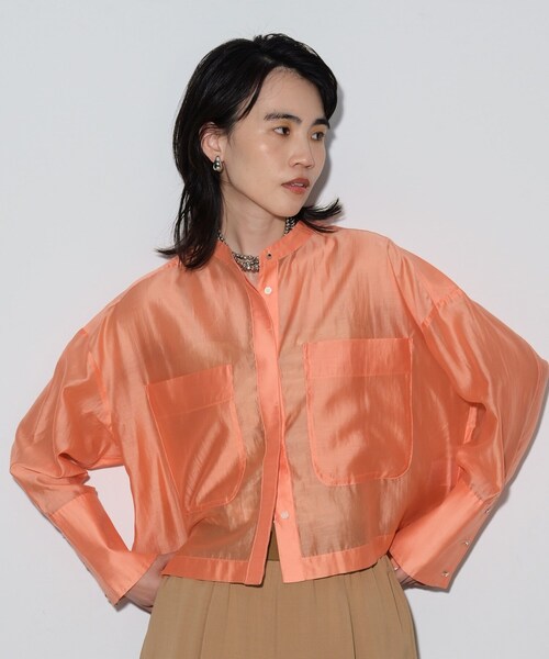 スコットクラブ購入 シアーシャツ♡ ストライプシアーシャツ×ロゴTシャツSET