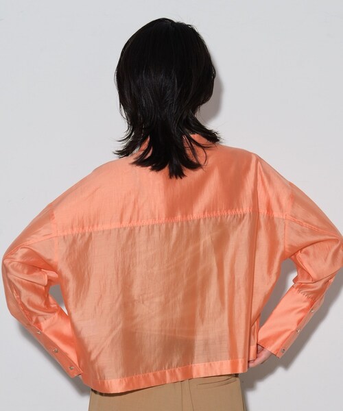 GALLEST(ギャレスト)の「◆シアークロップドシャツ(シャツ/ブラウス・レディース・ホワイト/ブラック/パープル/オレンジ系・38)」の9枚目の写真