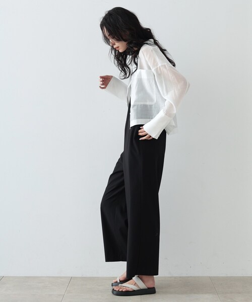 GALLEST(ギャレスト)の「◆シアークロップドシャツ(シャツ/ブラウス・レディース・ホワイト/ブラック/パープル/オレンジ系・38)」の14枚目の写真