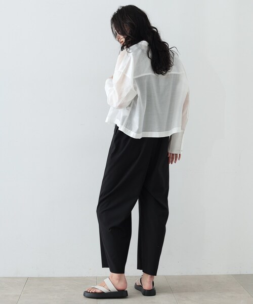 GALLEST(ギャレスト)の「◆シアークロップドシャツ(シャツ/ブラウス・レディース・ホワイト/ブラック/パープル/オレンジ系・38)」の15枚目の写真