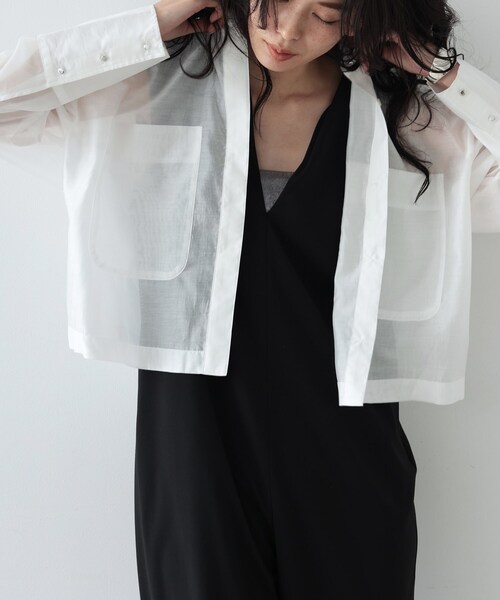 GALLEST(ギャレスト)の「◆シアークロップドシャツ(シャツ/ブラウス・レディース・ホワイト/ブラック/パープル/オレンジ系・38)」の17枚目の写真