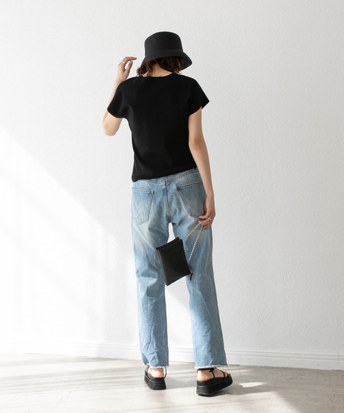 RIVE DROITE（リヴドロワ）の「クールタッチUネックフレンチニット（ニット/セーター・レディース・ブラック/ブラウン/オフホワイト・FREE）」の7枚目の写真