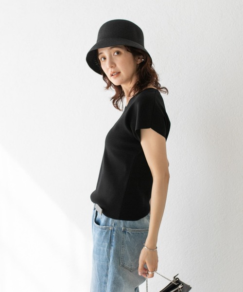 RIVE DROITE（リヴドロワ）の「クールタッチUネックフレンチニット（ニット/セーター・レディース・ブラック/ブラウン/オフホワイト・FREE）」の9枚目の写真