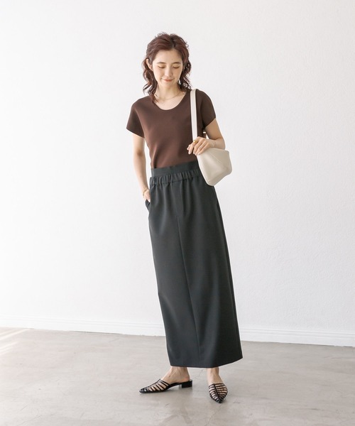 RIVE DROITE（リヴドロワ）の「クールタッチUネックフレンチニット（ニット/セーター・レディース・ブラック/ブラウン/オフホワイト・FREE）」の12枚目の写真