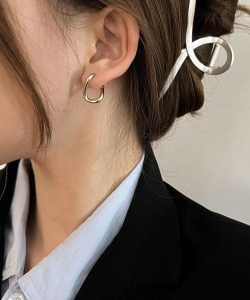 ピアス rie セール】【Bz】ラウンド歪みリングフープピアス/ペア(RZ