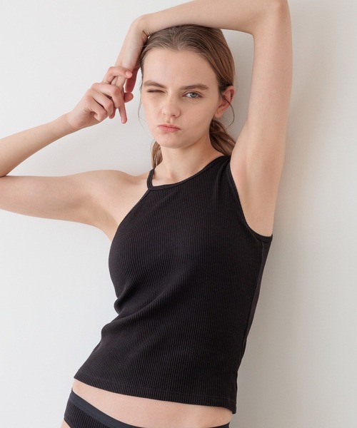 bijorie(ビジュリィ)の「【bijorie】カップ付きアシメアメスリ/NEW BASIC 24SS(タンクトップ・レディース・ブラック/オフホワイト/キャメル・M/L/LG)」の2枚目の写真