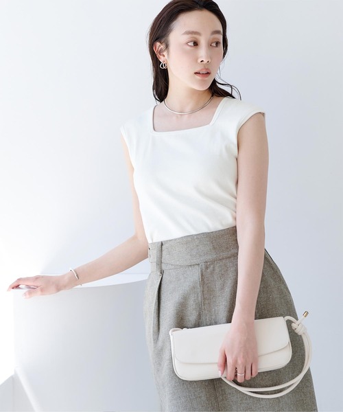 カップ付スクエアネックトップス/タンクトップ（タンクトップ