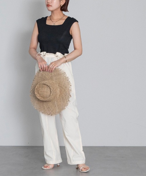 UR'S（ユアーズ）の「カップ付スクエアネックトップス/タンクトップ（タンクトップ・レディース・ブラック/ブラウン/ホワイト/ピンク・S/L/M）」の9枚目の写真