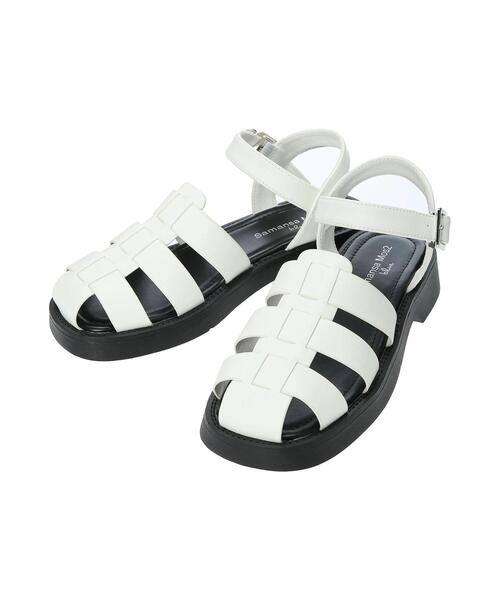 Samansa Mos2 blue（サマンサモスモスブルー）の「厚底グルカサンダル（ドレスシューズ・レディース・ブラック/オフホワイト・L/M）」の15枚目の写真