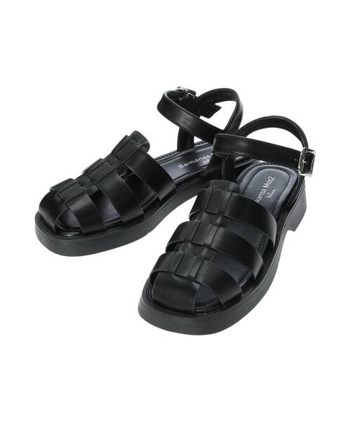 Samansa Mos2 blue（サマンサモスモスブルー）の「厚底グルカサンダル（ドレスシューズ・レディース・ブラック/オフホワイト・L/M）」の16枚目の写真