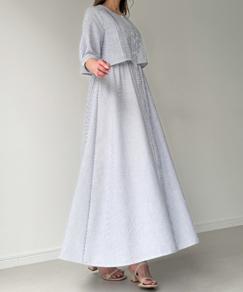 junoah（ジュノア）の「サッカー素材ロングシャツワンピース【ペチスカートセット】（シャツワンピース・レディース・ライトブルー/ベージュ/ネイビー・X-LARGE/LARGE/MEDIUM）」の8枚目の写真