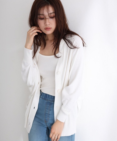 ElegChic(エレグシック)の「キーネックドルマンカーディガン(カーディガン/ボレロ・レディース・ブラック/グレイッシュベージュ/オフホワイト/ネイビー・M/XL/4L)」の2枚目の写真
