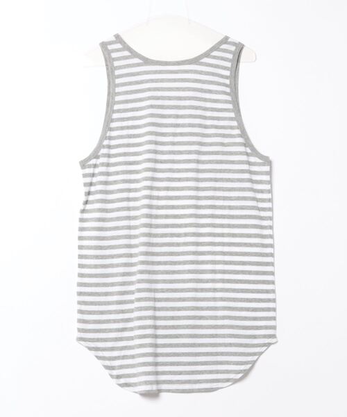 BAYBLO（ベイブロ）の「(BE)ボーダー ラウンドヘム レイヤード ロング タンクトップ（タンクトップ・メンズ・グレー×ホワイト/ブラック×ホワイト・FREE）」の3枚目の写真