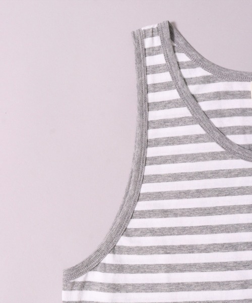 BAYBLO（ベイブロ）の「(BE)ボーダー ラウンドヘム レイヤード ロング タンクトップ（タンクトップ・メンズ・グレー×ホワイト/ブラック×ホワイト・FREE）」の9枚目の写真